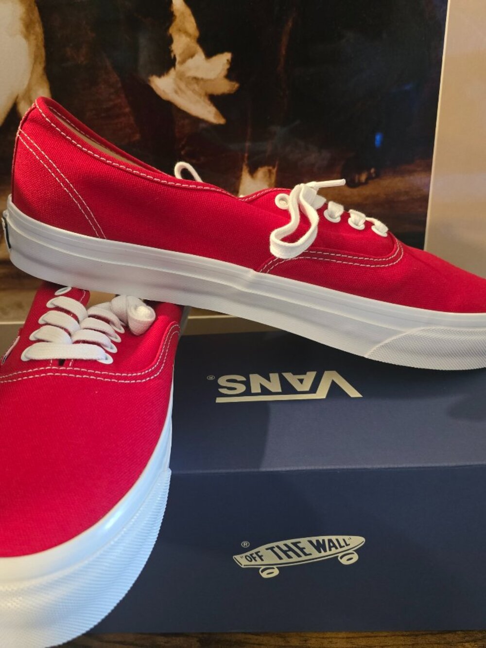 Vans Premium Authentic VN000EBNIZQ Racing Red Men's Shoes Sz 13 US NEW
